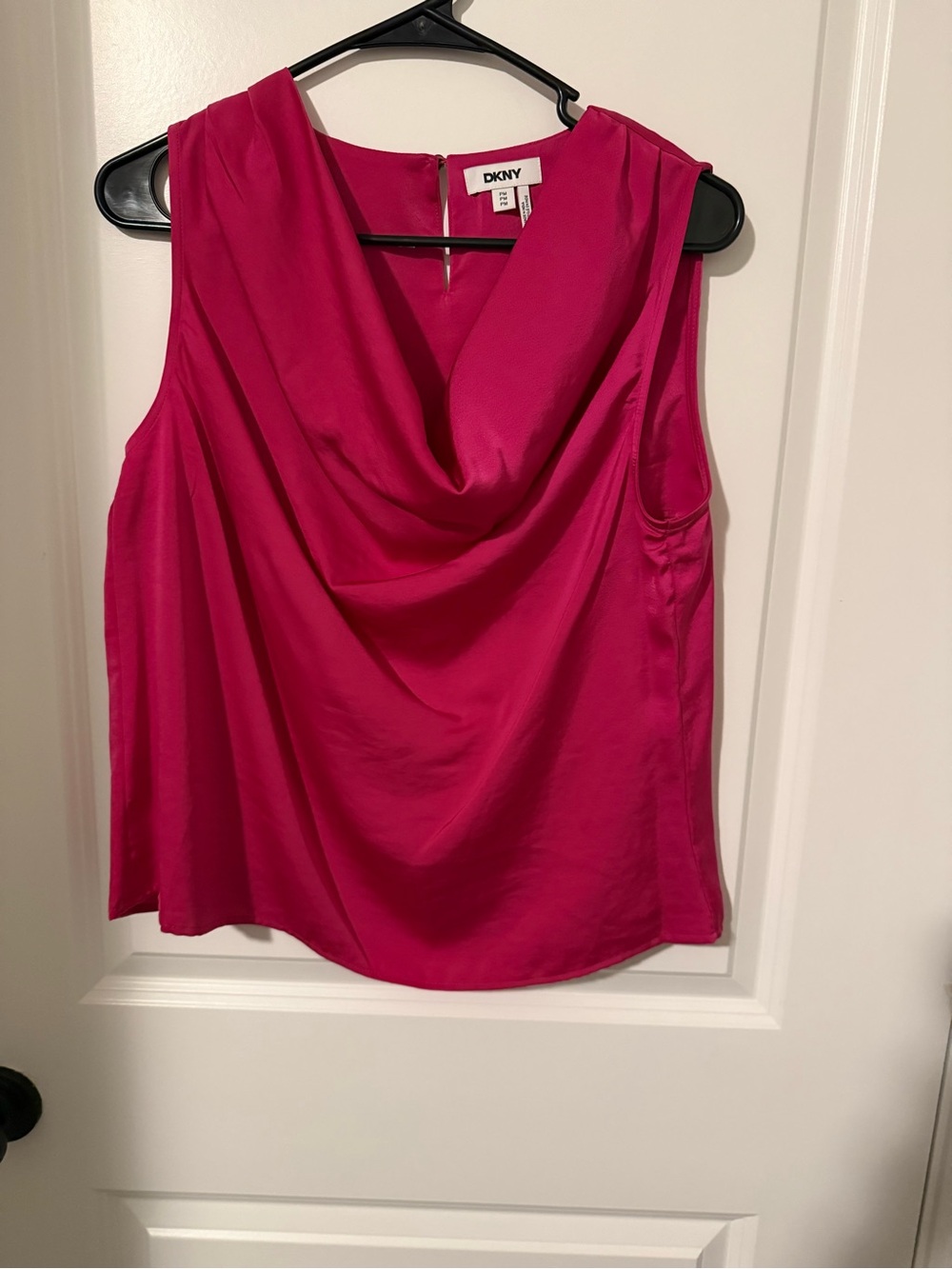 DKNY Cowl Neck Sleeveless Top in Bright‎ Pink #43